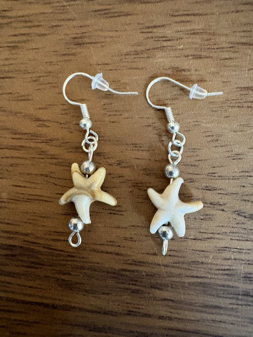 Ivory Starfish Dangles โ handmade earrings by Sienna