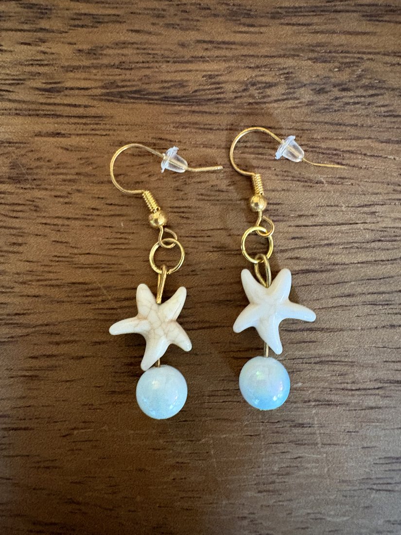 Starfish & Moonstone Drops โ handmade earrings by Sienna