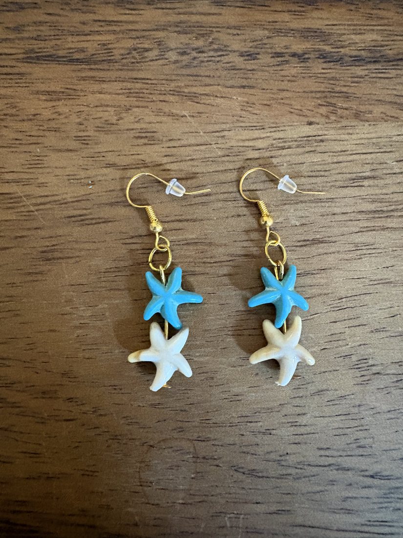 Double Starfish Drops โ handmade earrings by Sienna