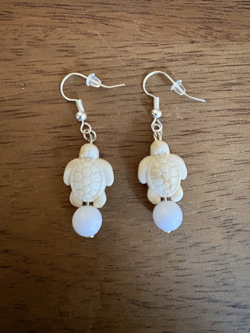Ivory Turtle Drops โ handmade earrings by Sienna