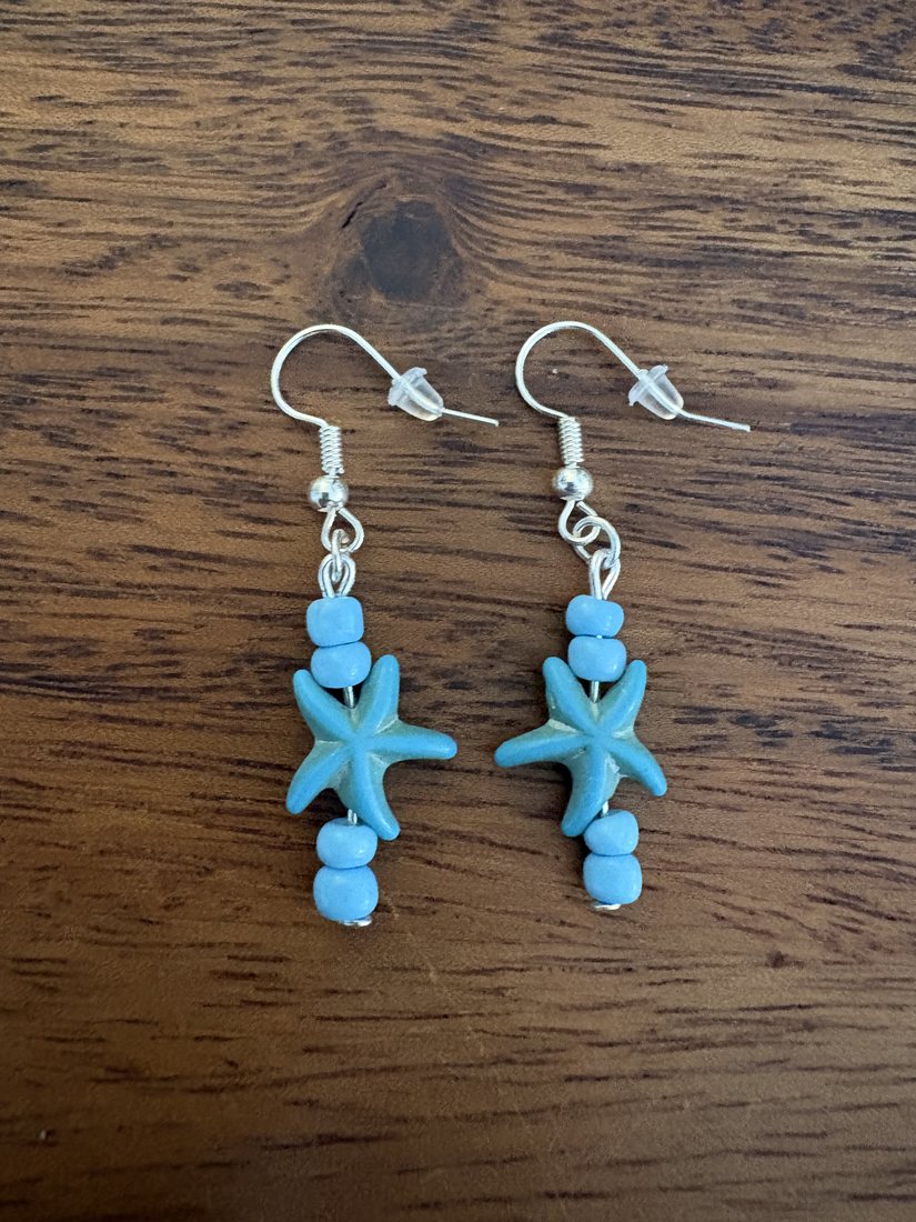 Aqua Starfish Sparkle โ handmade earrings by Sienna