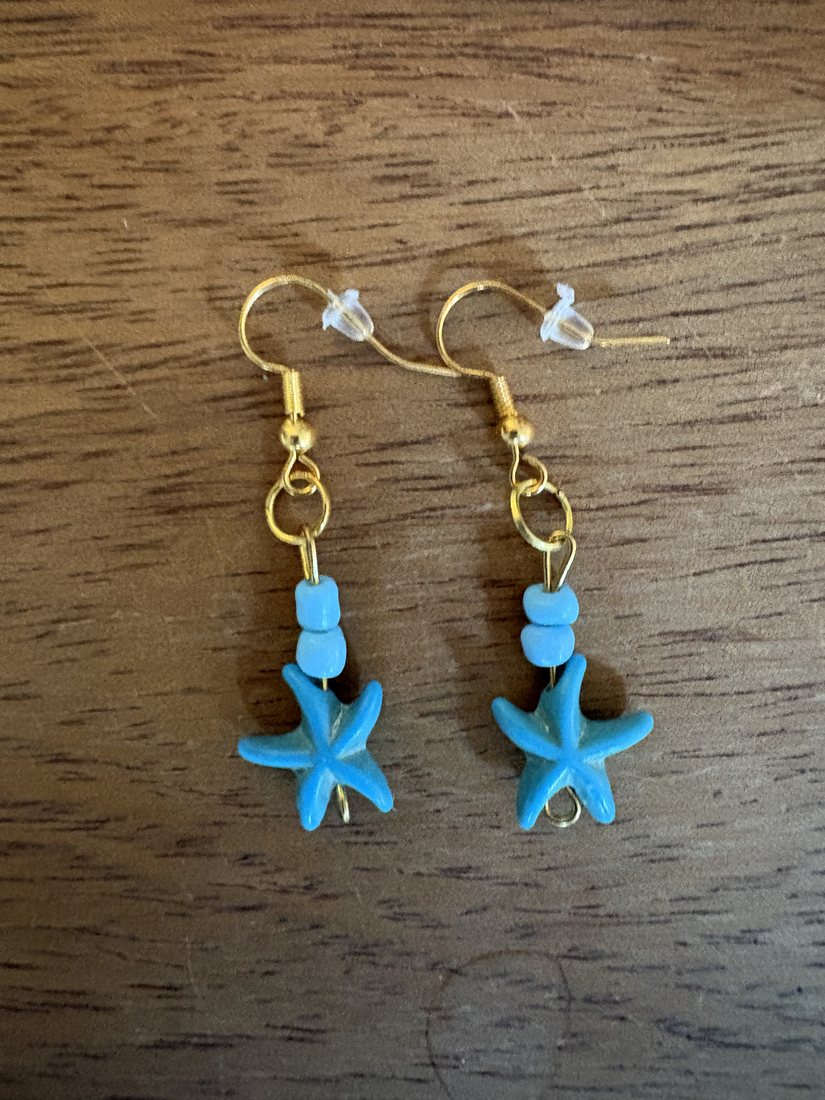 Bluebell Starfish Drops โ handmade earrings by Sienna