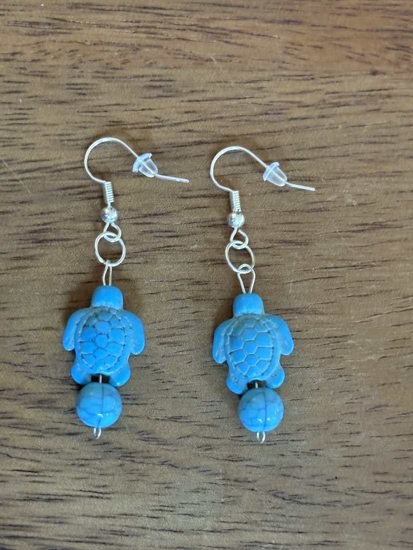 Ocean Blue Turtle Drops โ handmade earrings by Sienna