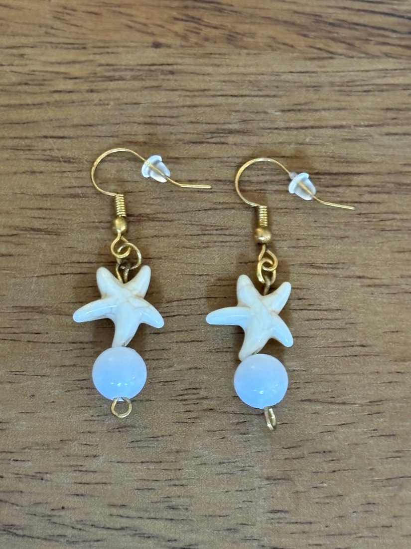 Moonstone Starfish Drops โ handmade earrings by Sienna