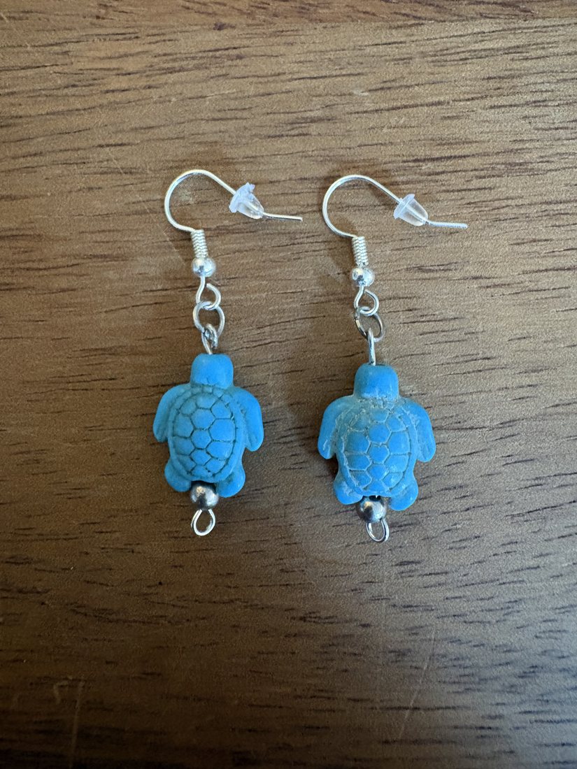 Cornflower Turtle Drops โ handmade earrings by Sienna