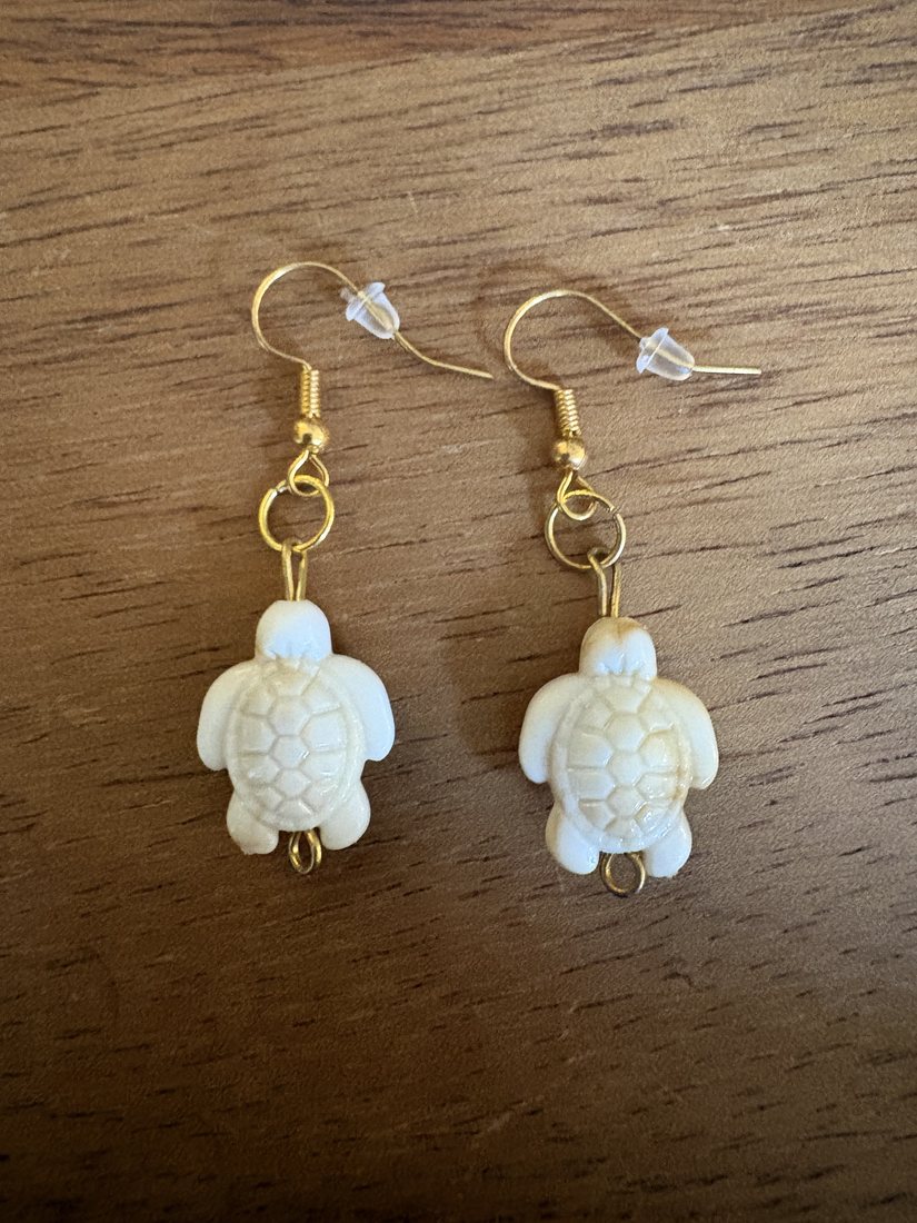 Ivory Turtle Charms โ handmade earrings by Sienna