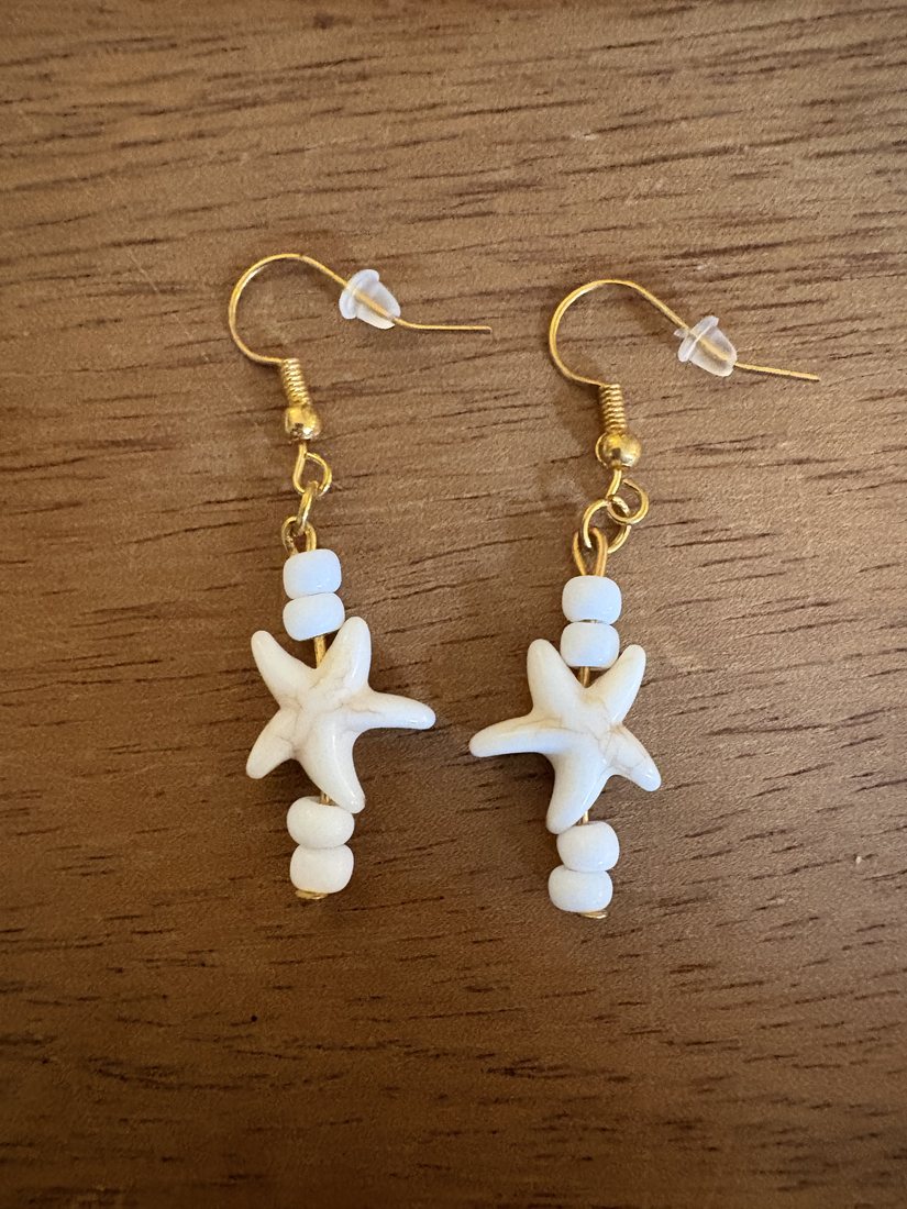 Frosted Starfish Beads โ handmade earrings by Sienna