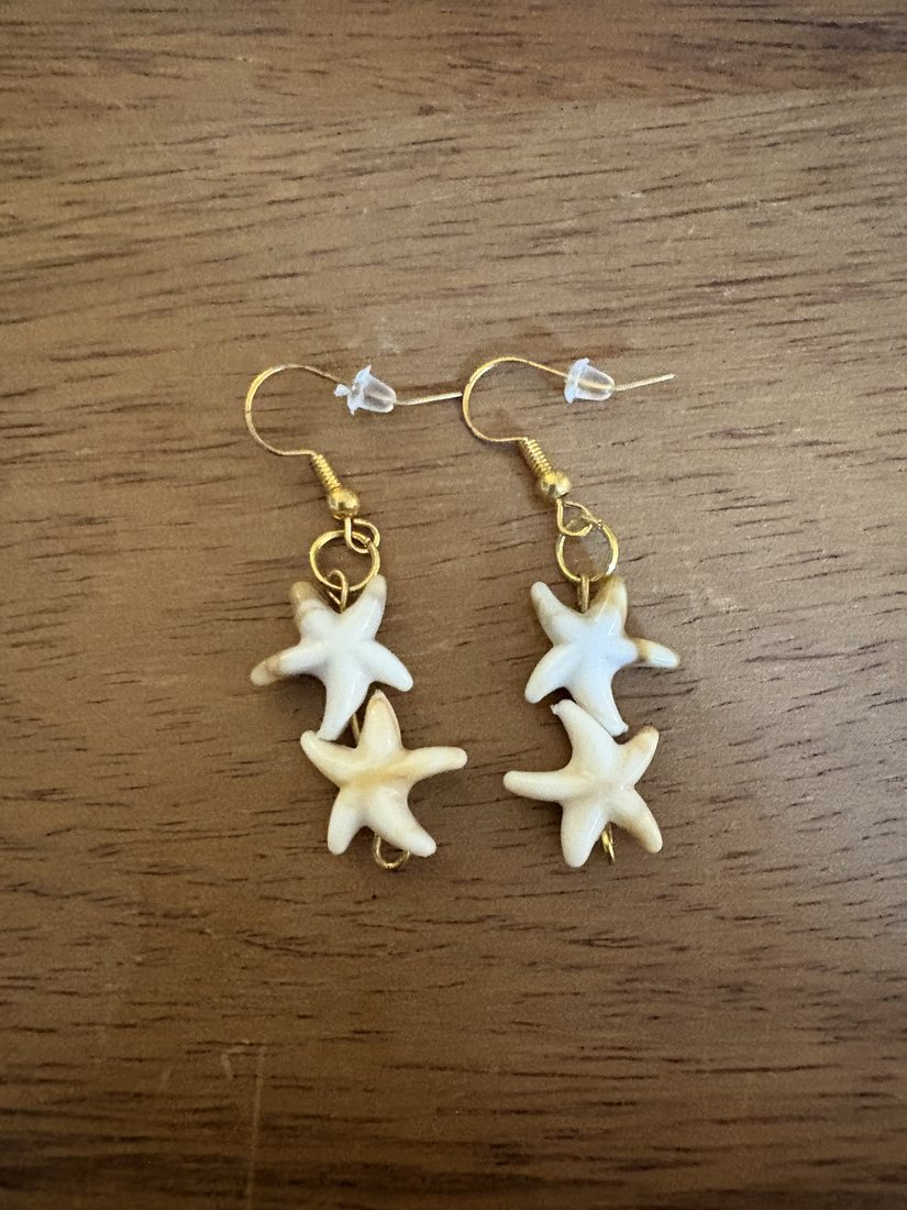 Twin Ivory Starfish โ handmade earrings by Sienna