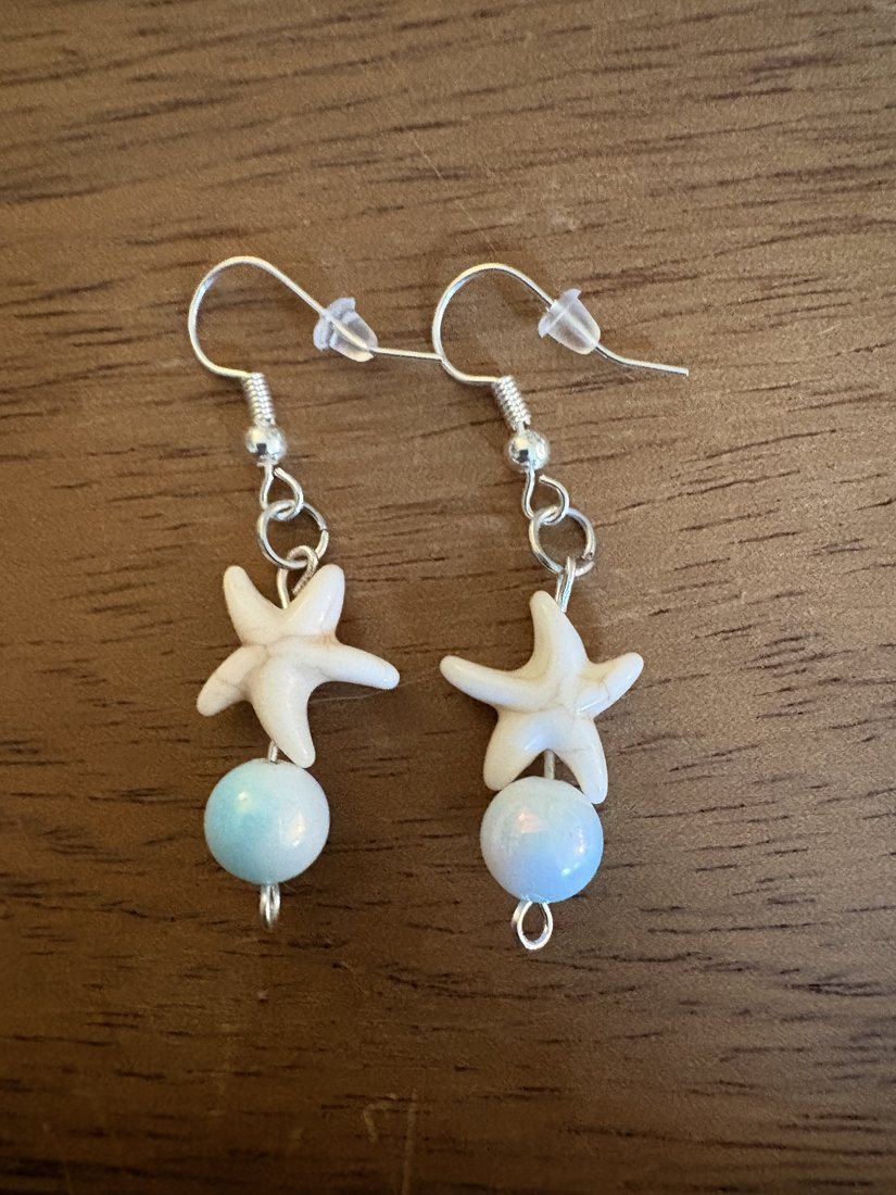 Starfish & Opal Drops โ handmade earrings by Sienna