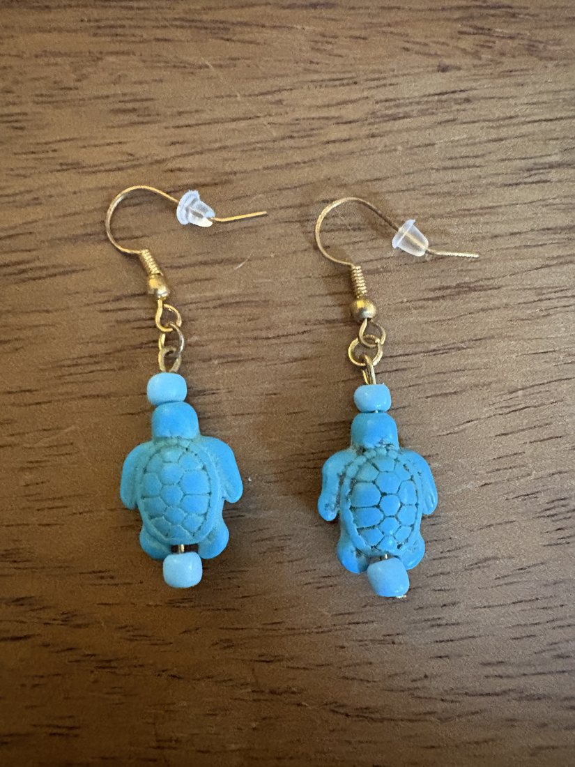 Golden Turquoise Turtle โ handmade earrings by Sienna
