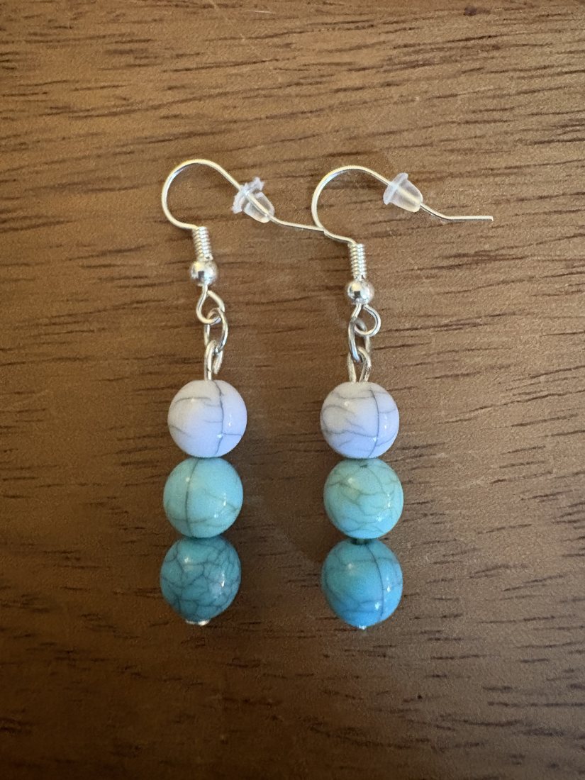 Frosted Turquoise Trio โ handmade earrings by Sienna