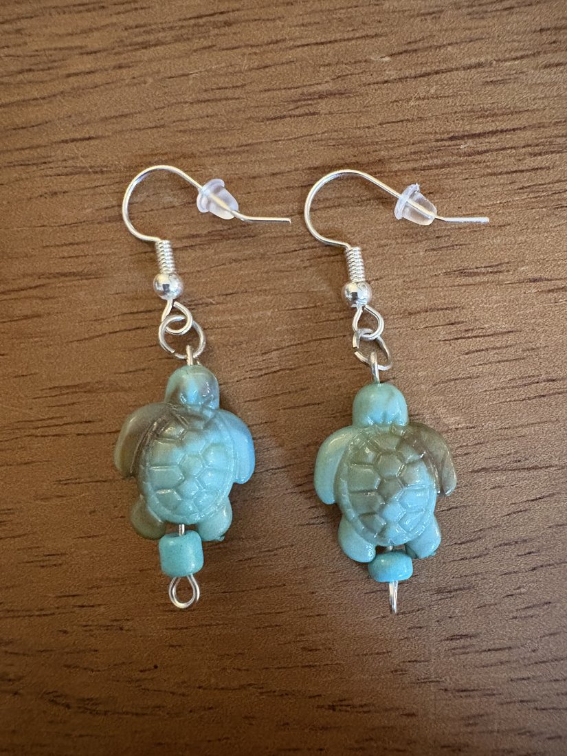 Seafoam Turtle & Beads โ handmade earrings by Sienna
