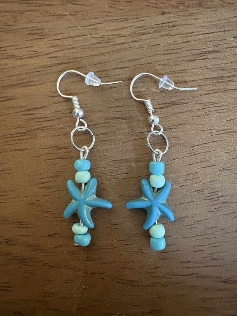 Seafoam Starfish Beads โ handmade earrings by Sienna