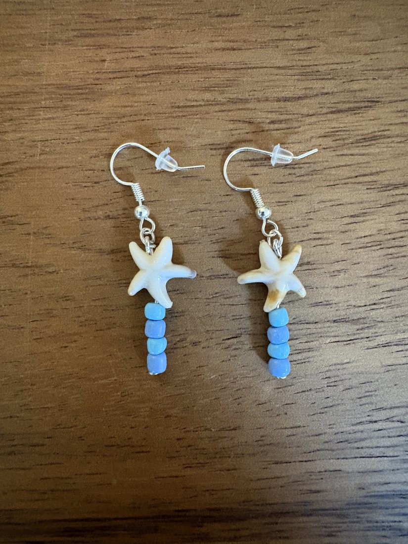 Periwinkle Starfish Drops — handmade earrings by Sienna