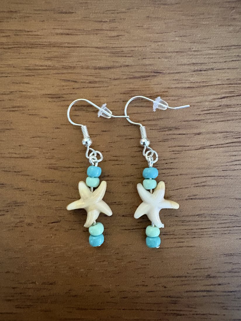 Reef Starfish Drops — handmade earrings by Sienna